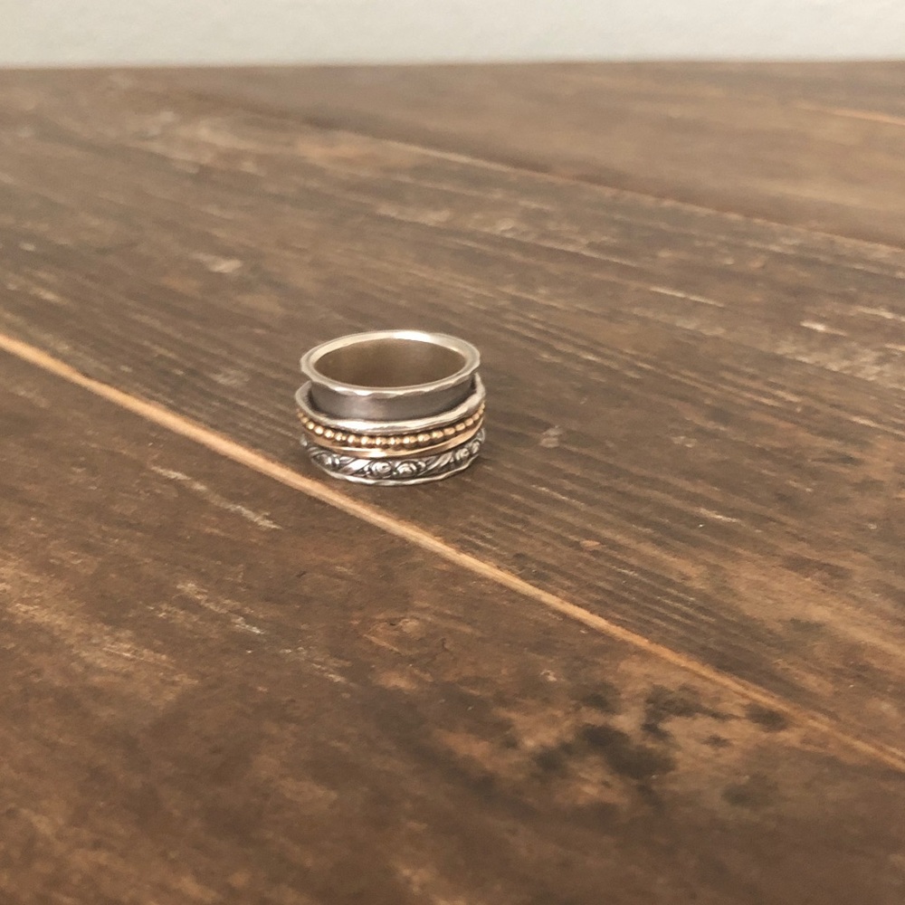 Silpada Silver and Gold Tone Ring Trio